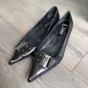 Dior Women's Black Leather Pointed-Toe Shoes-  Vintage